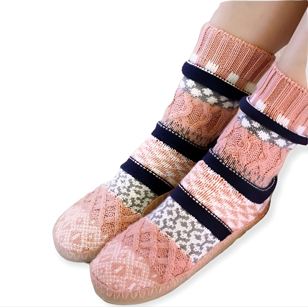 Pink Nordic Slipper Socks, New, Size 8-10